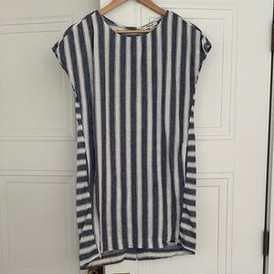 Madewell Navy & White Vertical Stripe Shift Dress
